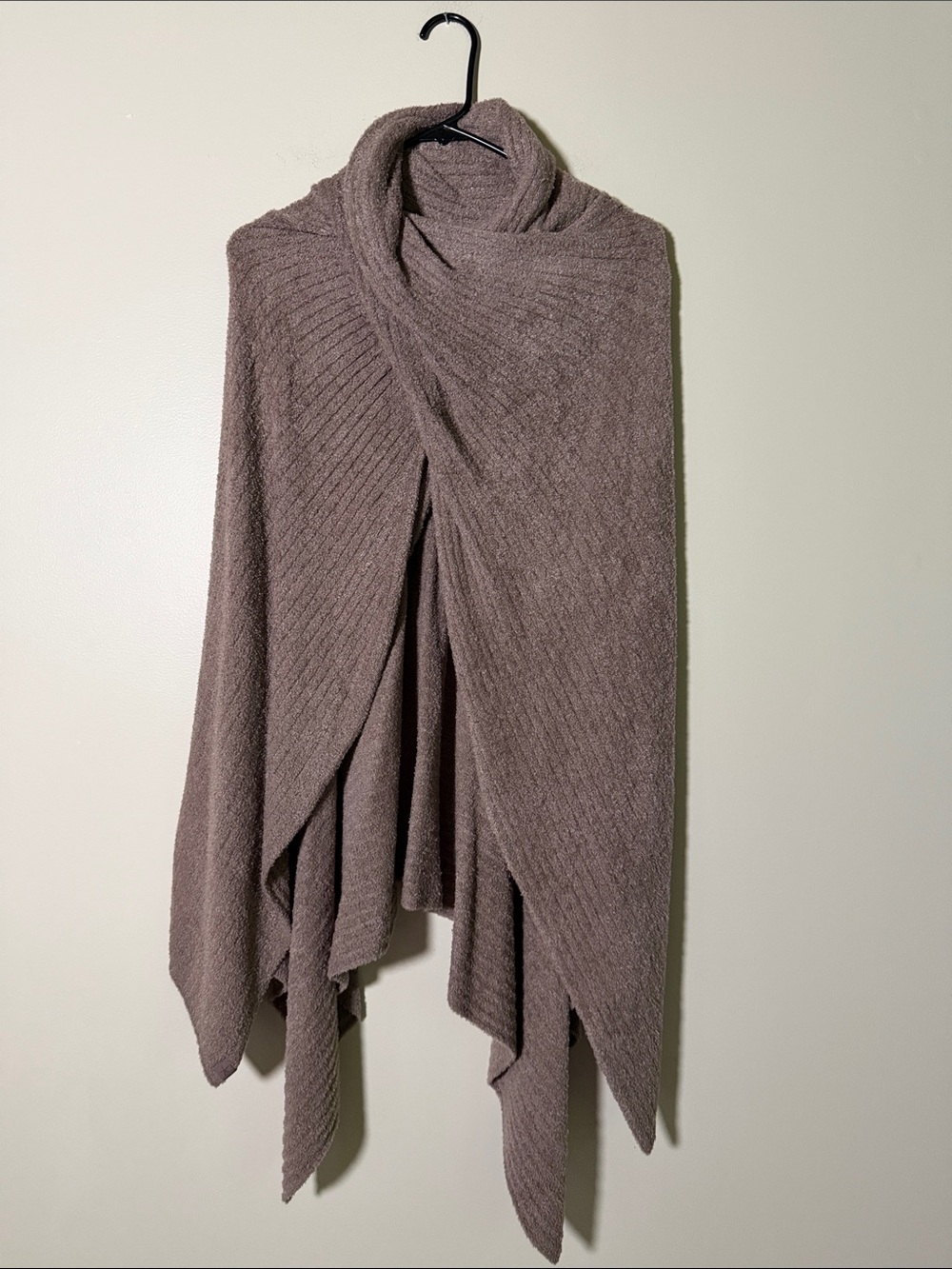 Barefoot Dreams Cozy Taupe Wrap Sweater Poncho - Women's Layering Knit